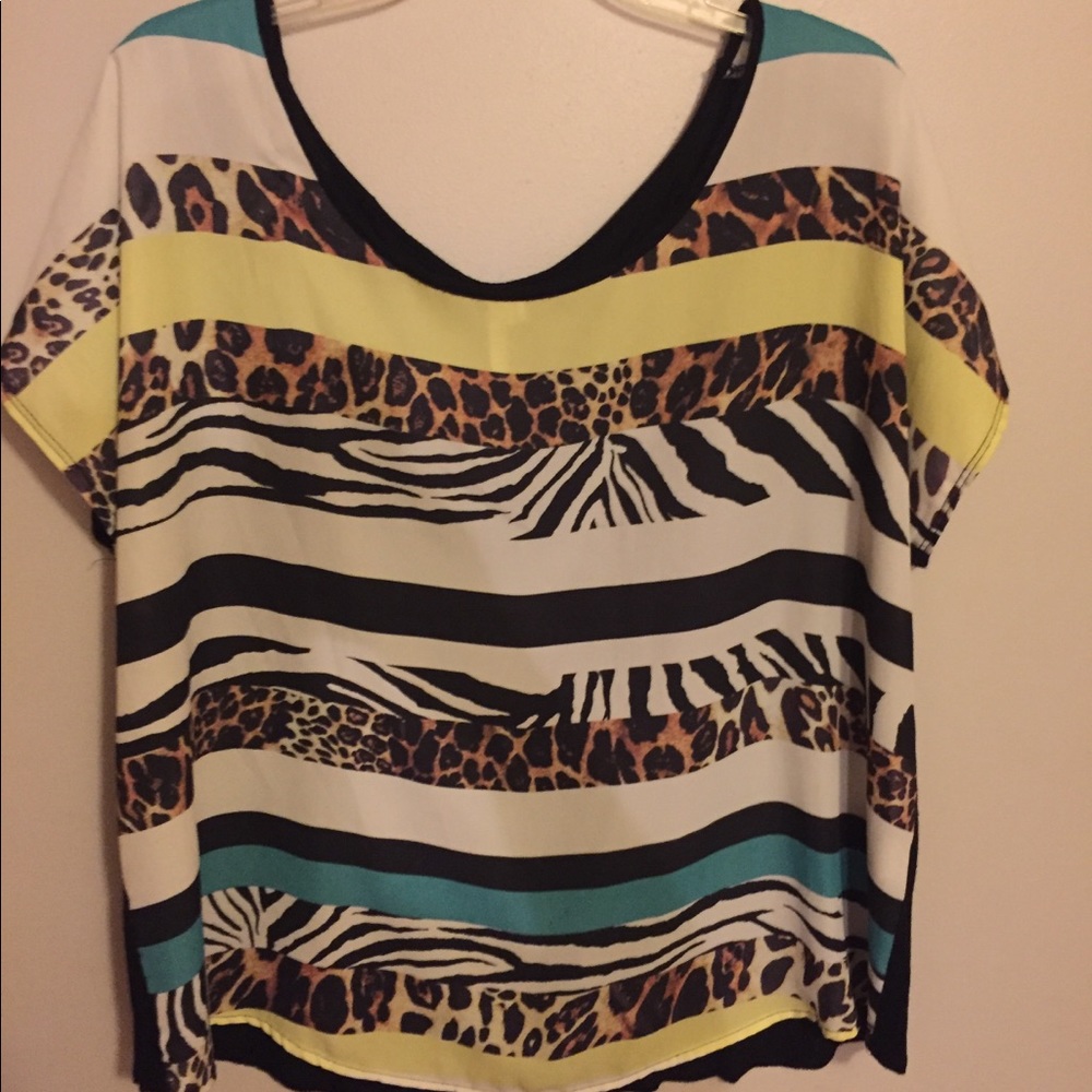 Dots 3x animal print stripped top